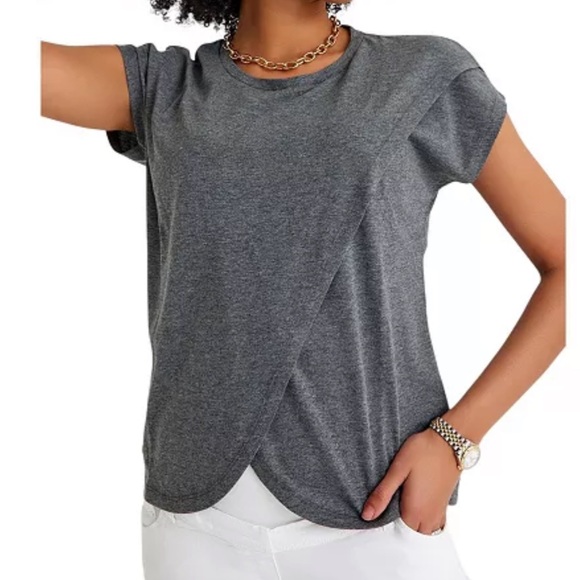 Accouchée Crossover Short Sleeve Cotton Maternity/Nursing Top - Picture 5 of 8
